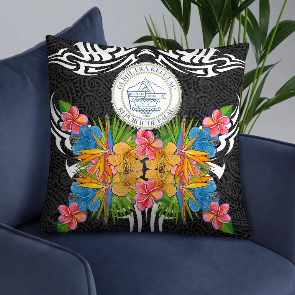 

Palau Pillow Coat Of Arms With Tropical Flowers Pillowcases Throw Pillow Cover Home Decoration