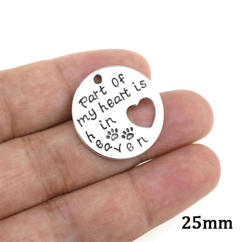 10pcs/Lot 25mm Antique Silver Color Hollow Heart Round Charms Letter Part Of My Life Pendant For Jewelry Making DIY Findings