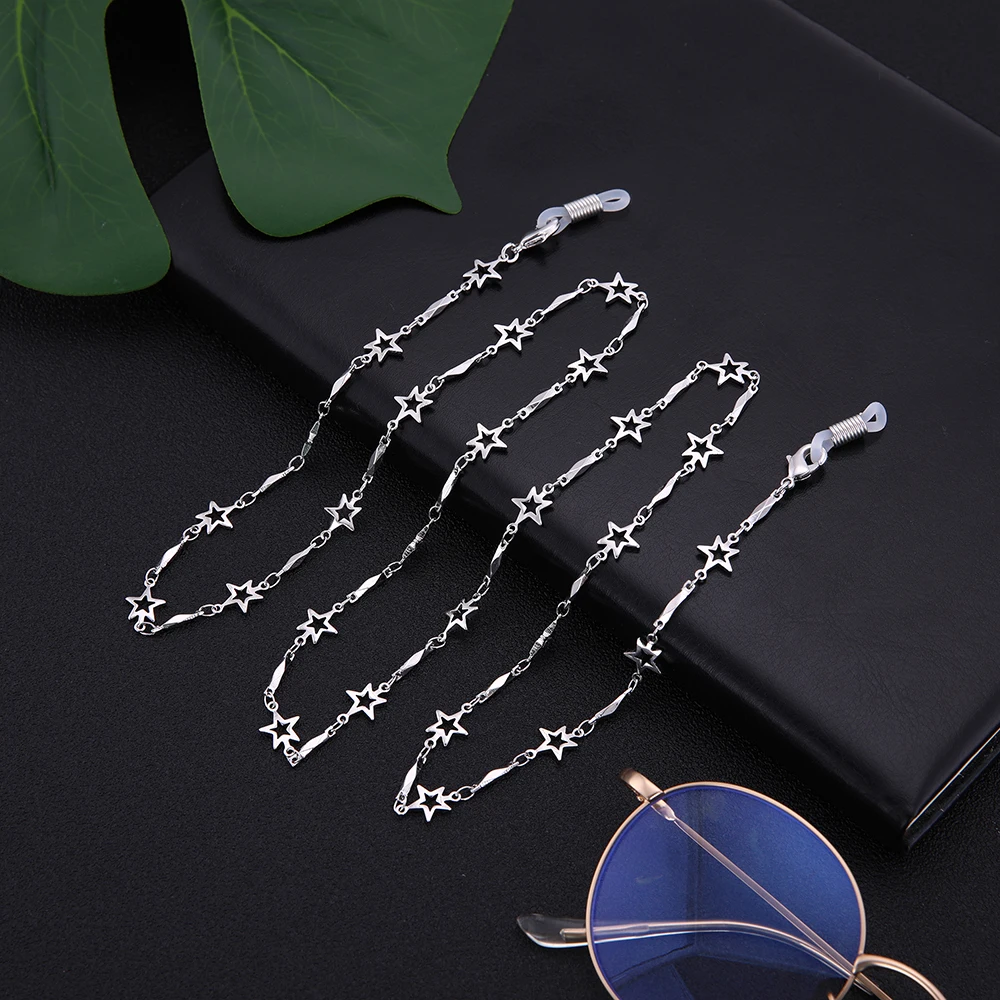 Skyrim Fashion Hollow Star Glasses Chain Gold Color Mask Sunglasses Holder Necklace Eyewear Retainer for Women Girls Wholesale