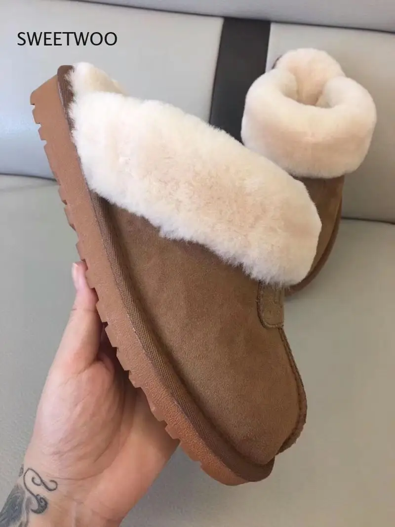 Natural Fur Slippers Fashion Female House Winter Slippers Women Warm Indoor Slippers Quality Soft Wool Lady Home Shoes