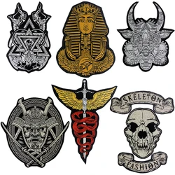 Embroidery Punk Skeleton Sheep Skull Armor Warrior Sword Wings Snake Patch Buddha Statue God Elephant Iron Clothes Badge