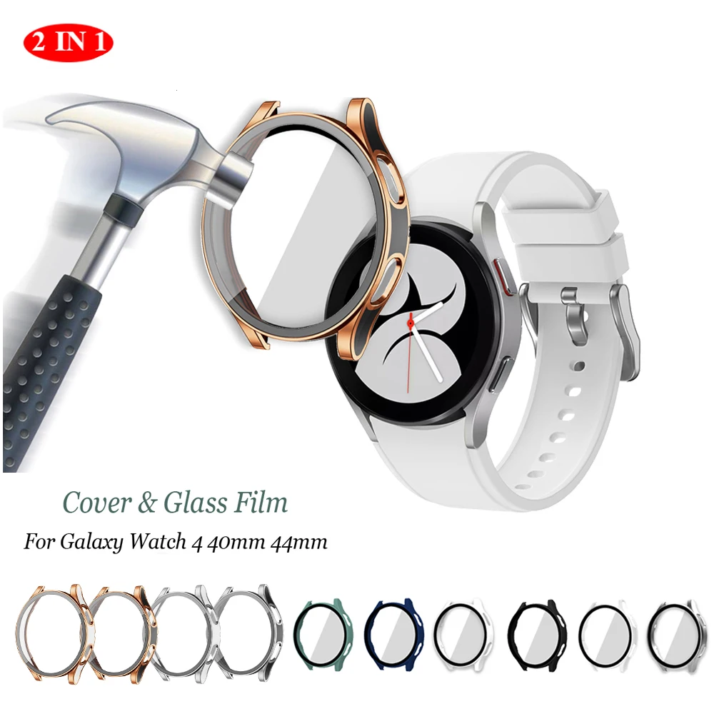 Cover Case+Tempered Glass for Samsung Galaxy Watch 4 40mm 44mm Full Screen Protector Bumper for Galaxy watch4 44mm Hard Shell