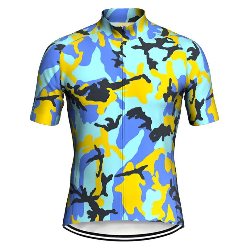 Outdoor Short Sleeve Cycling Jersey Jacket for Men, MTB Shirt, Ciclismo Polyester Bike, Racing Sport Camo Design, Military Top