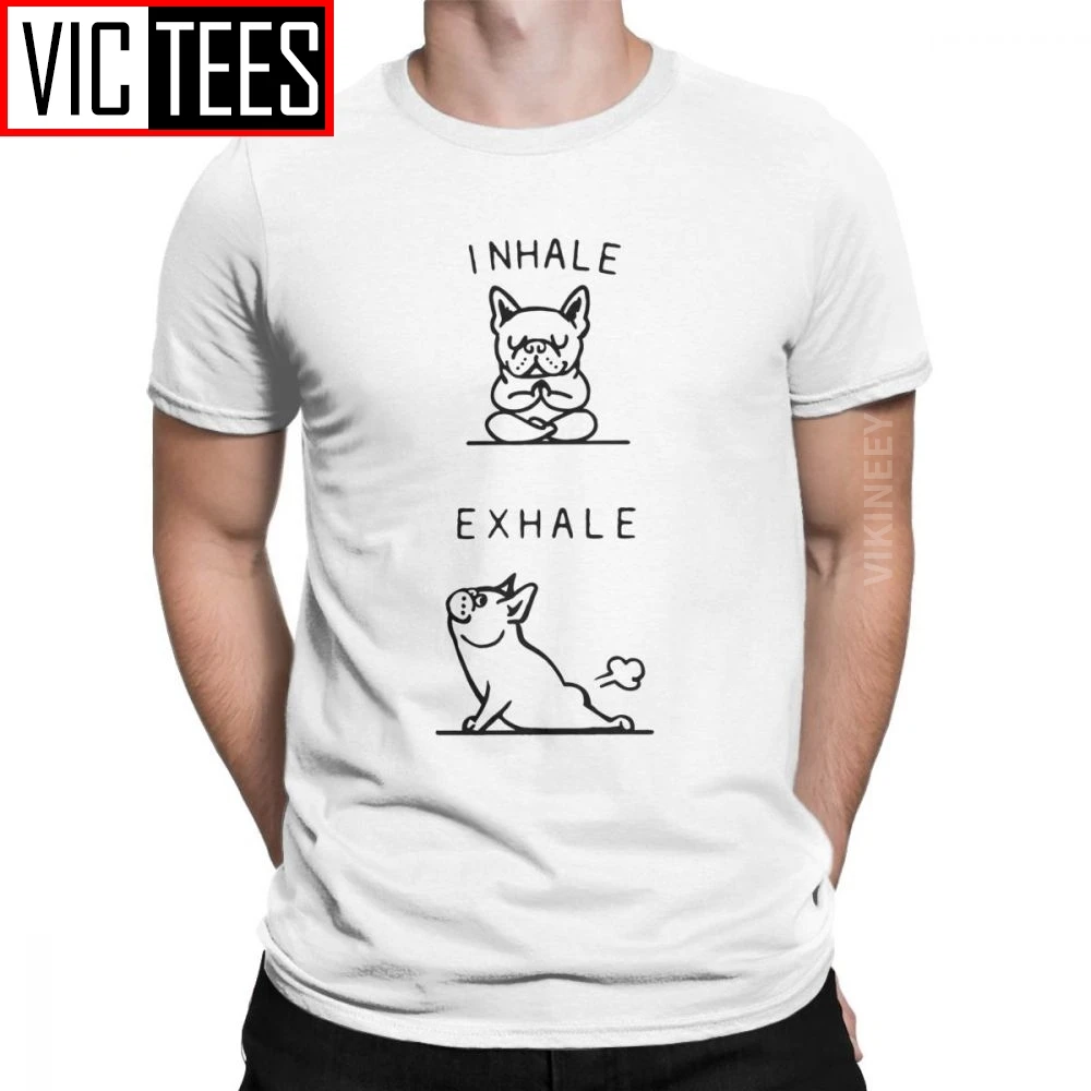 Men's Inhale Exhale Frenchie French Bulldog Dog T Shirt Cotton Vintage Birthday Gift T-Shirt Oversized