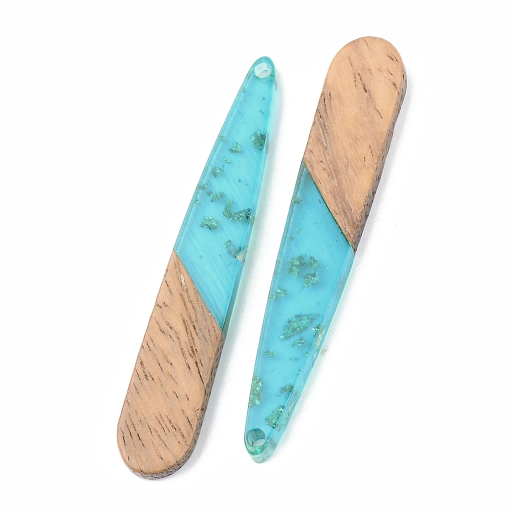 50Pcs Mixed Transparent Resin Wood Geometric Charms with Gold Foil for Jewelry Making Earrings Bracelets Necklace Connectors DIY