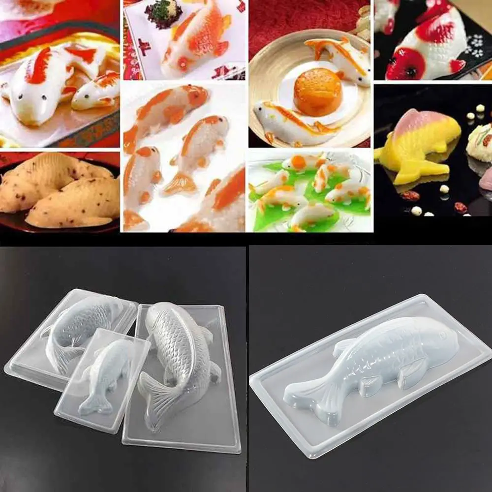 3D Koi Fish Shape Plastic Cake Chocolate Jelly Mould Mold DIY Molds Large Medium And Small Sizes Baking Tools Decorations