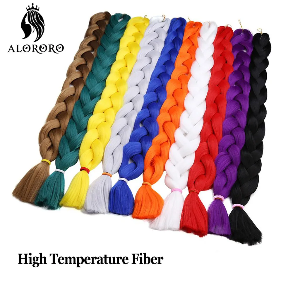 Trenzas sintéticas jumbo Alororo de 82 pulgadas, fibra de alta temperatura, púrpura/rojo, extensiones para mujer 3
