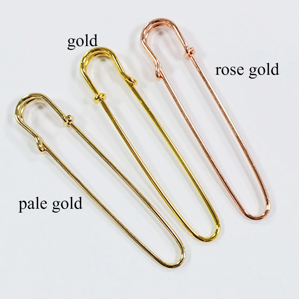 10 PCS Safety Pins 85mm Rose Gold/Gold Plated Safety Pin Brooch Stitch Markers Metal Safety Pins Loops Charms Jewelry Tag