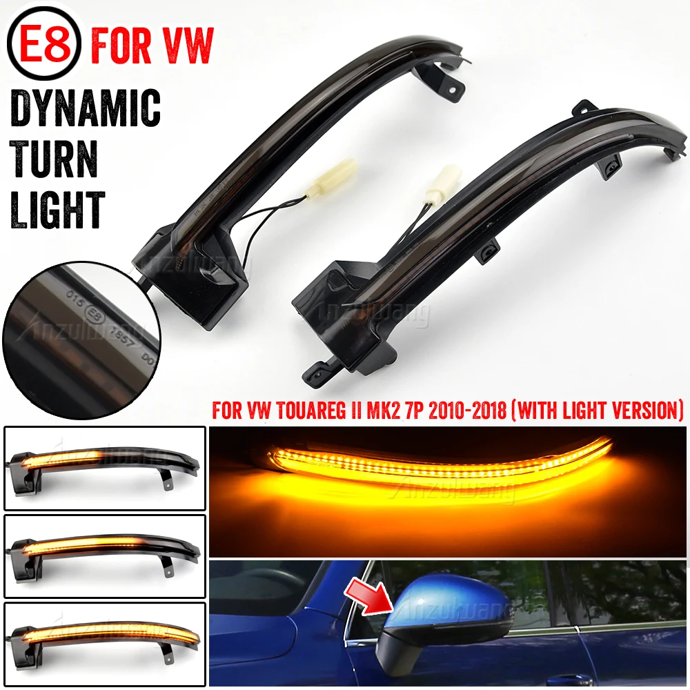 2X Led Dynamic Side Mirror Blinker Lights 7P6949101 7P6949102 For VW Touareg II 7P 2010 2011 2012 2013-2018