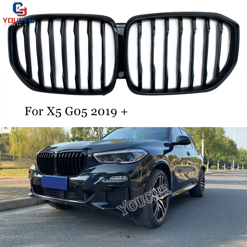 

G05 Front Bumper Grille 1-Slat ABS Grills for BMW X5 Series G05 2019 + Gloss Black Replacement Front Hood Mesh