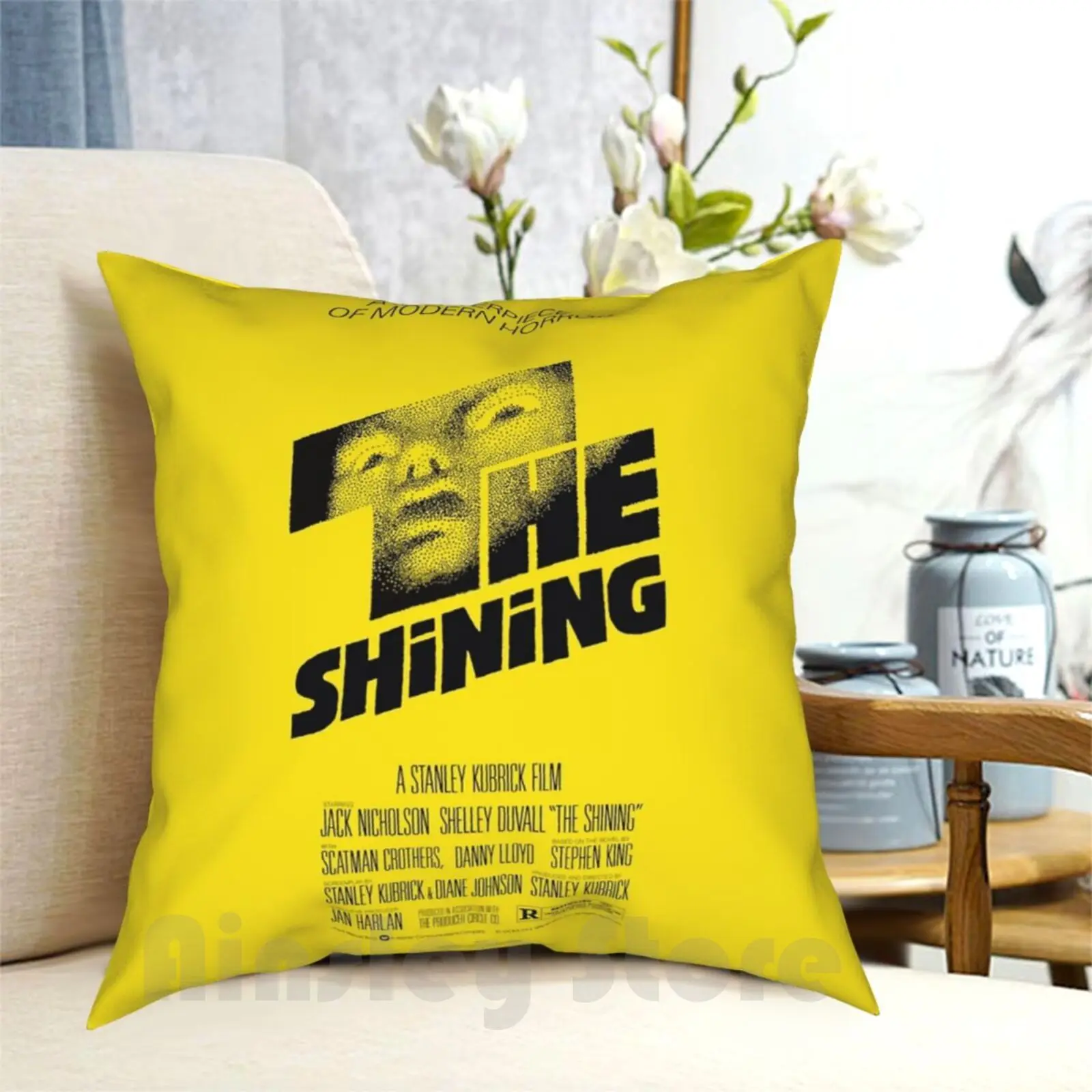 The Shining 1980-Yellow Poster Pillow Case Printed Home Soft Throw Pillow The Shining Jack Nicholson Shelley Duvall