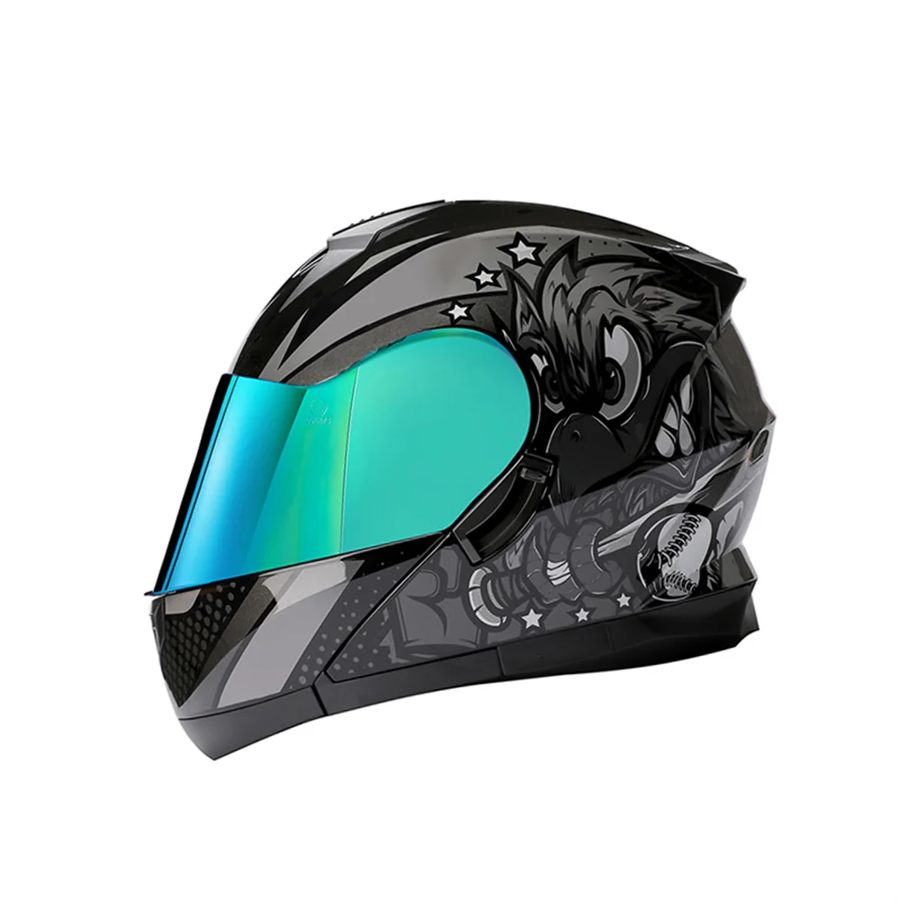 DOT Certification BlackLion From Italy Motorcycle Flip Up Helmet With Dual Visor Lens Motocross Racing Full Face Casco Moto