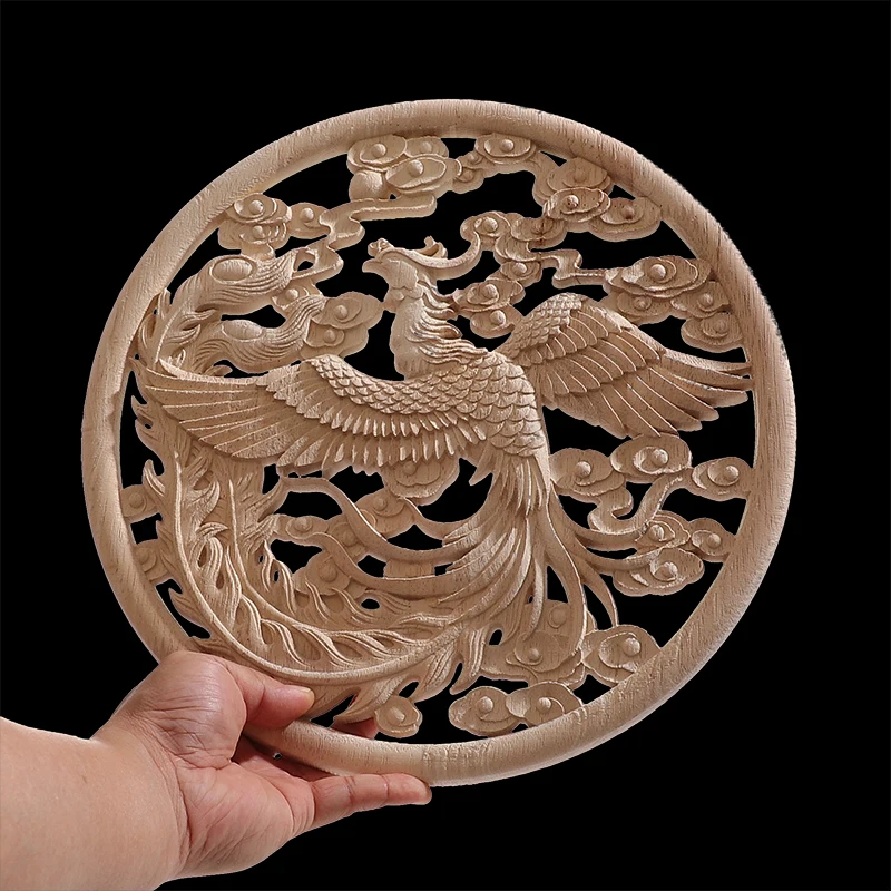 Round Wood Applique Wood Decal Wood Mouldings Onlay Unpainted European Carving Long Floral Wooden Furniture Decoration Corner