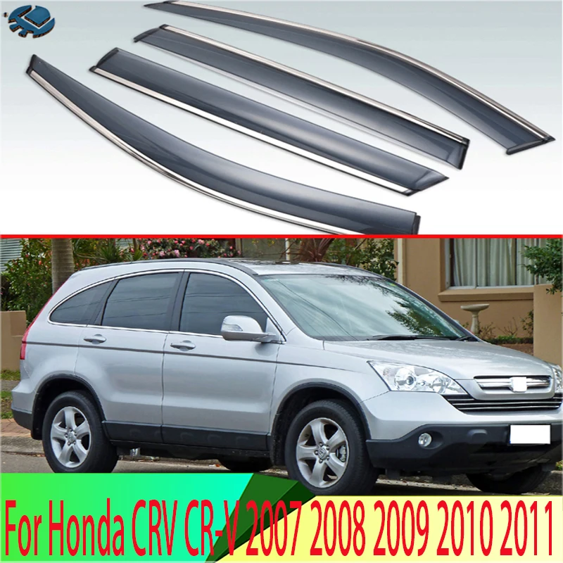 For Honda CRV CR-V 2007 2008 2009 2010 2011 Plastic Exterior Visor Vent Shades Window Sun Rain Guard Deflector 4pcs