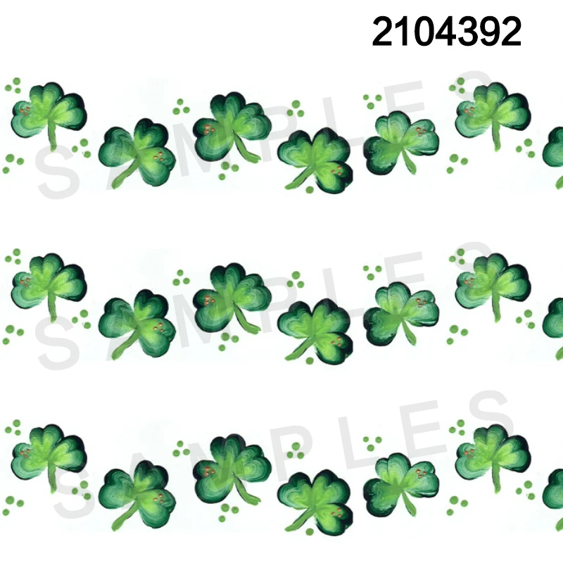 10yadrs Happy St. Patrick\'s Day Green Clover Pattern Printed Grosgrain / Satin Ribbons