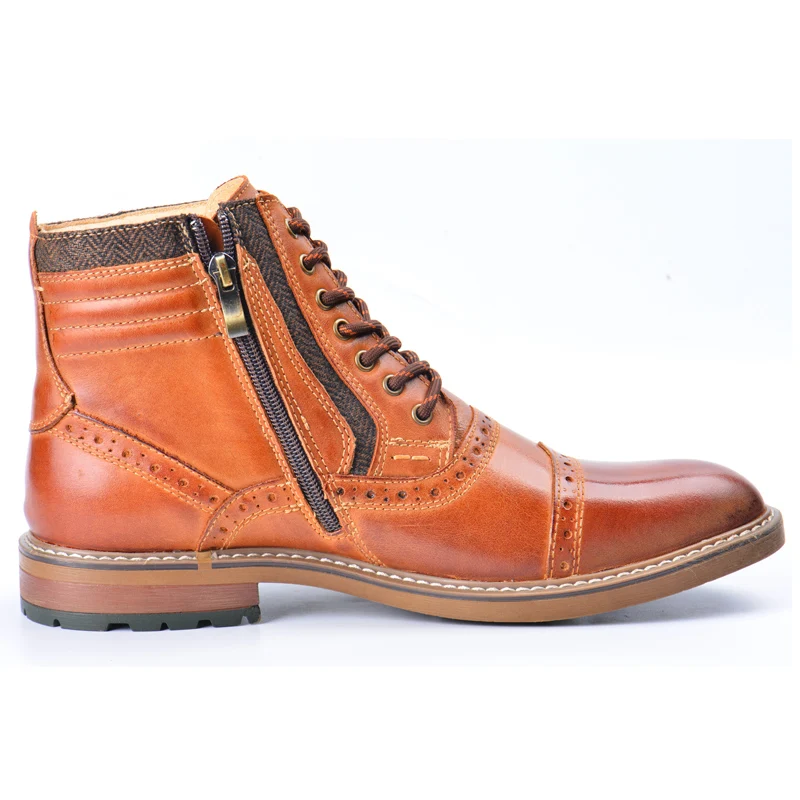 ZFTL-Botas de piel auténtica para hombre, botines informales con cordones, talla grande, hechos a mano, cálidos, invierno, 2023