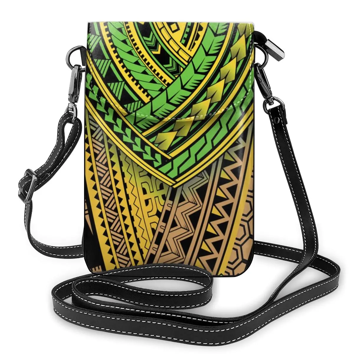 

Women Mini Messenger Bag Hawaiian Tribal Leather Polynesian Shoulder Purses and Handbag Ladies Clutch Phone Cash Card Bag