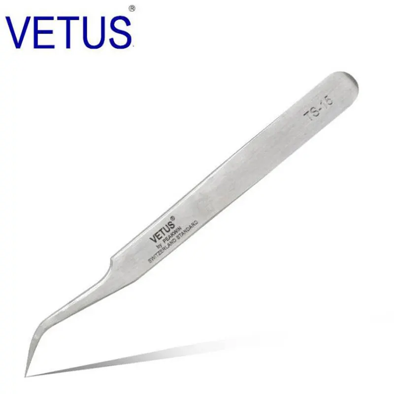 VETUS TS Stainless Steel Eyelashes Tweezers Anti-static Professional Volumn Eyelash Extension Eyebrow Makeup Tool