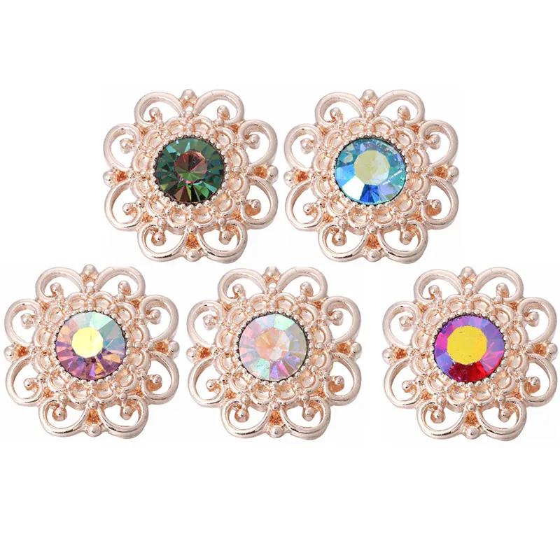 6pcs/lot New Rose Gold Snap Button Jewelry Rhinestone Crystal Love Heart Snap Button for 18MM Snap Bracelet Love Jewelry