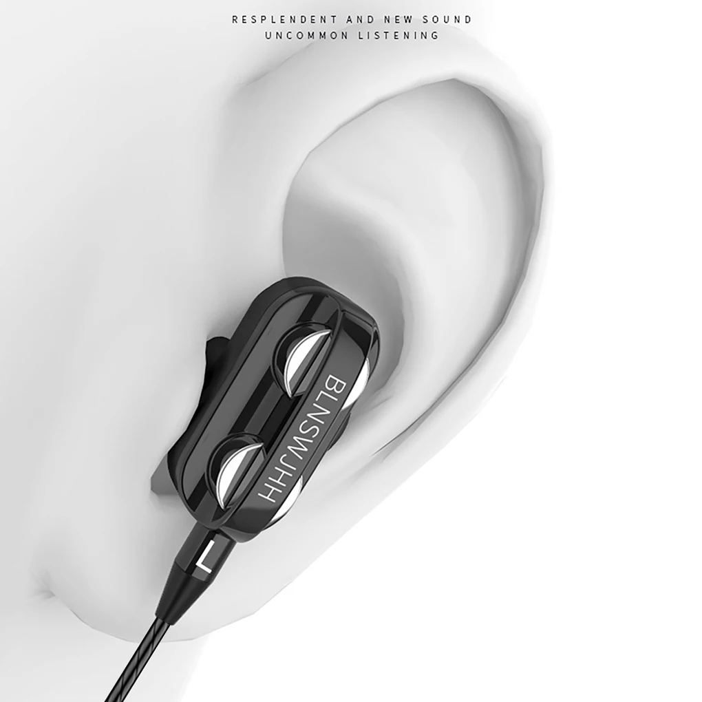 High Quality 3.5mm In Ear Earphones Wired Headset For Computer Dual Drive Stereo Sport Earbuds With Mic for iPhone for Samsung