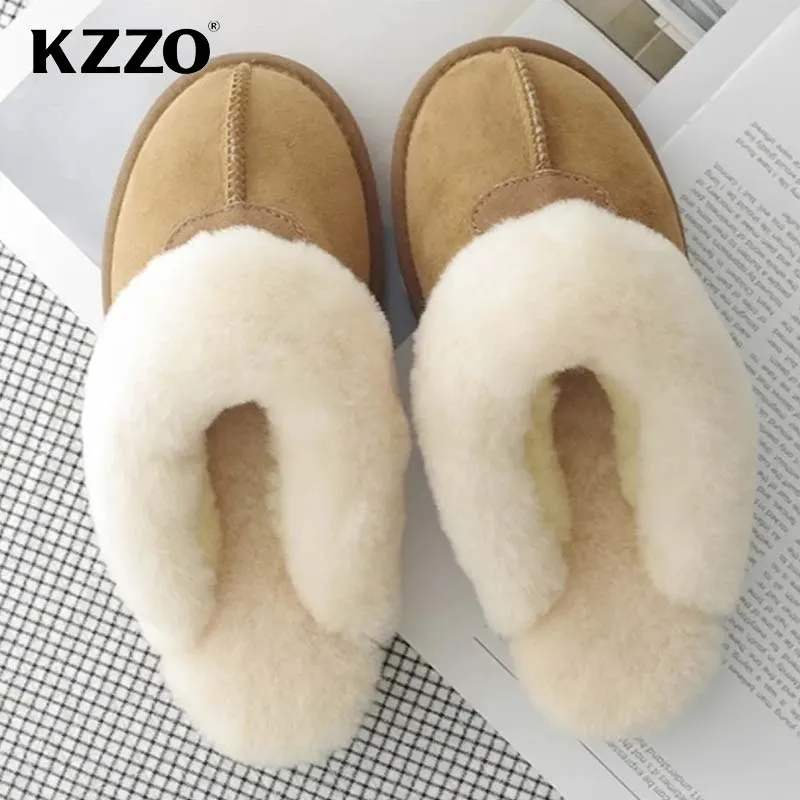 Fashion Natural Sheepskin Leather Slippers For Women Winter Warm Indoor Female Fur Slippers Top Quality Soft Wool Lady Home Shoe