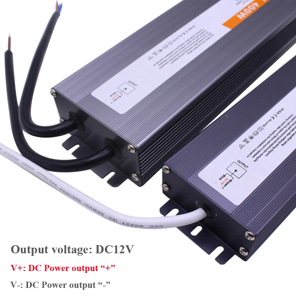 IP67 Waterproof LED Driver DC12V 24V Lighting Transformers for Outdoor Light 10W 20W 30W 45W 60W 100W 150W 200W 300W 350W 400W