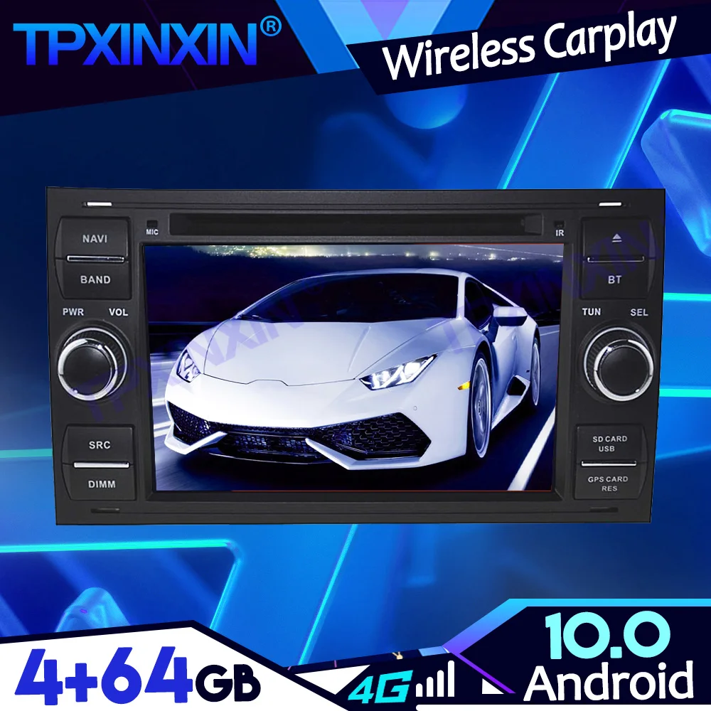 

PX6 IPS Carplay для Ford Mendeo 2004-2010 Автомобильный Android 13.0 4G + 64G Ленточный рекордер Мультимедийный плеер Головное устройство Navi GPS Авто Радио