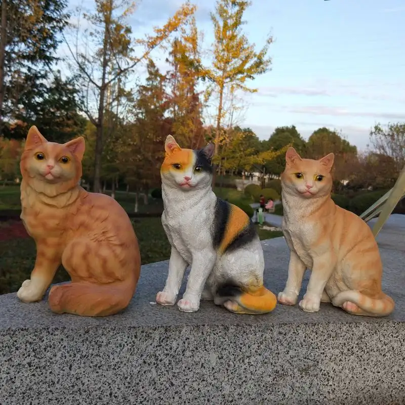 

Pastoral Simulation Cat Resin Statues Ornaments Art Courtyard Outdoor Lawn Sculpture Crafts Garden Villa Accessories Decoration