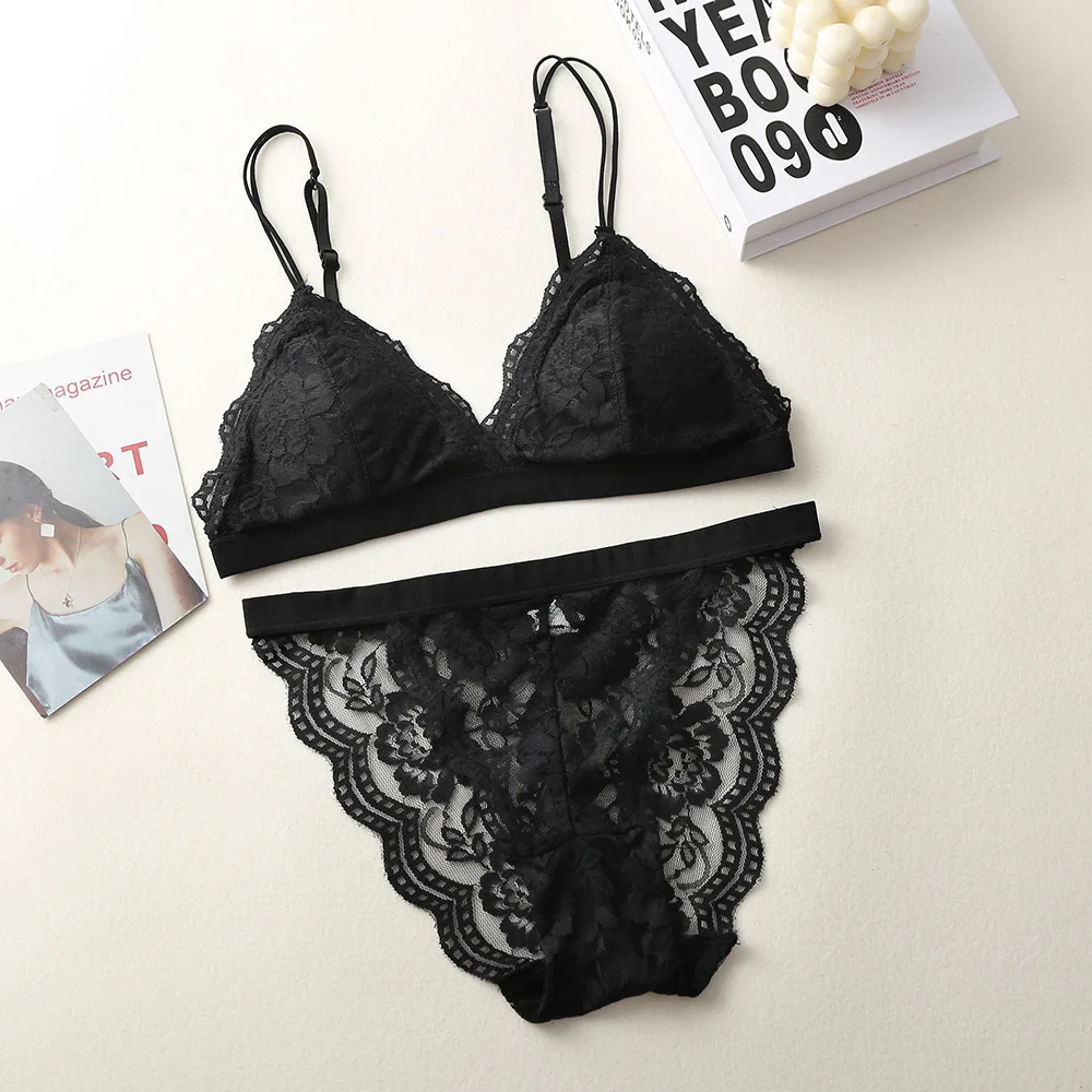 Women Lace Bra And Panties Set Floral Lace Bralette Embroidery Lace Underwear Set Push Up Brassiere Female Sexy Lingerie set