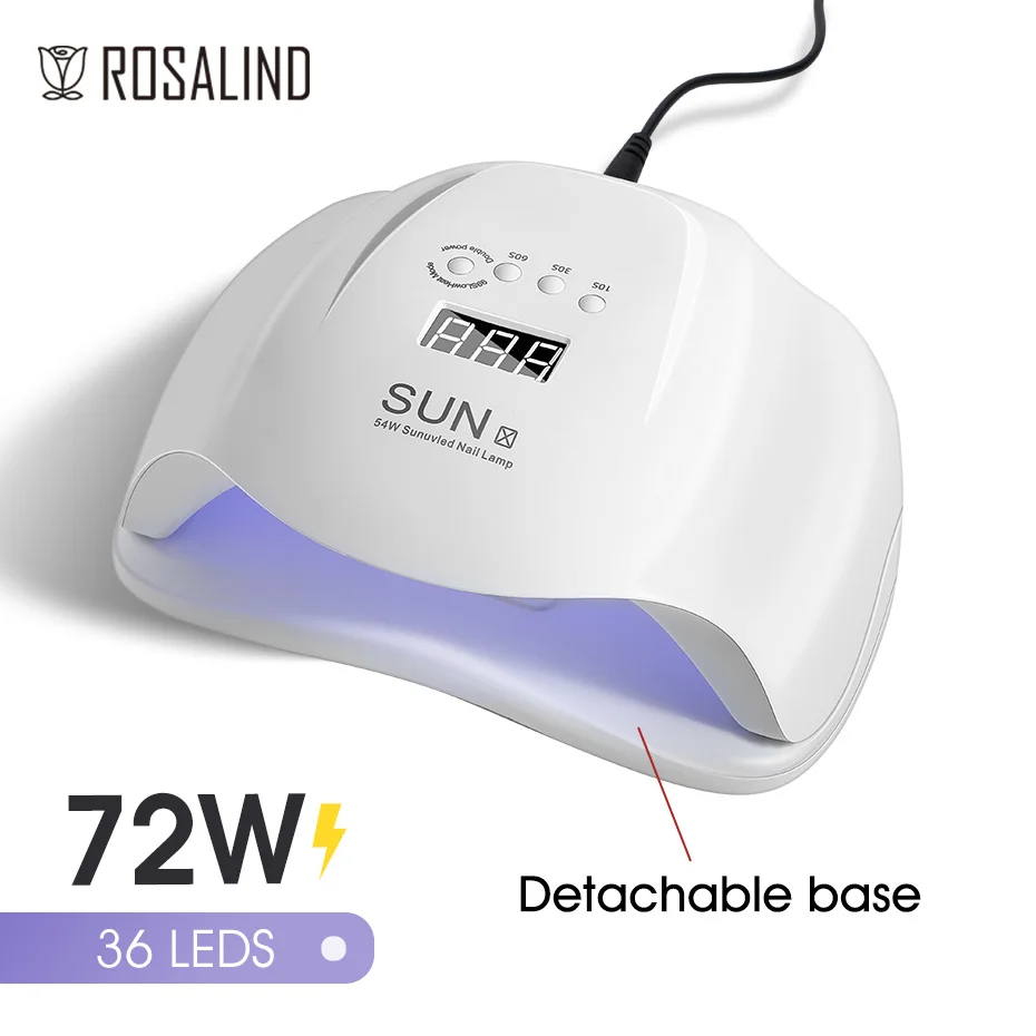 

ROSALIND 48W/72W UV LED Nail Lamp Dryer Machine Portable Design Nail Gel Lamp Home Use With Sensing Professional Manicure Lamp