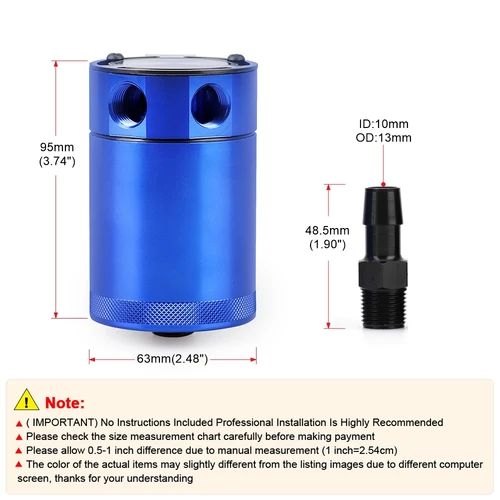 Imagen 2 del producto Bote de captura de aceite Universal de 300ml, depósito de aluminio de 2 puertos con deflector compacto, tanque de captura de aceite, tanque de combustible, hervidor transpirable de dos orificios