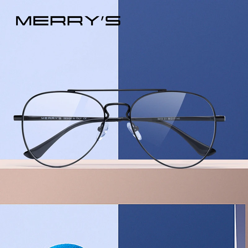 MERRYS DESIGN Classic Pilot Glasses Frame For Men Women Fashion Myopia Prescription Glasses Frames Optical Eyewear S2413