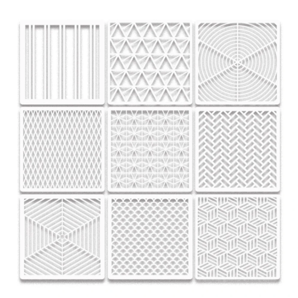 1 set Geometry Patterns Painting Template Album Diary Scrapbook DIY Coloring Embossing Stencil Wall Cake Decorative Copy Card