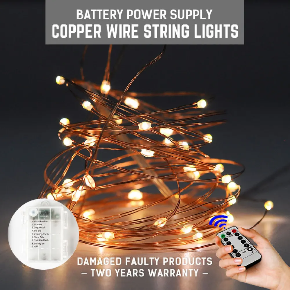 5m remote control led copper wire string light, warm white light and colorful light-battery hot-selling festival atmosphere ligh