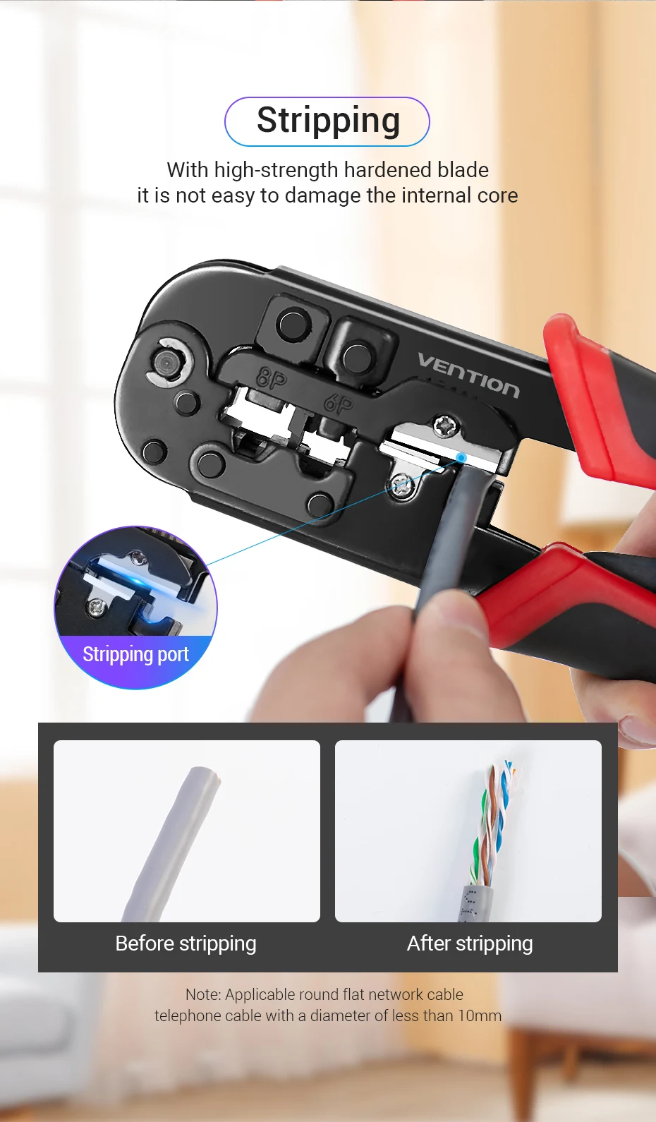 Tions RJ45 Crimpen Werkzeug RJ45 Netzwerk Schneiden Werkzeuge 8P RJ45 Crimper Cutter Stripper Zange für Modulare RJ12 RJ11 Crimp crimper – Detail 3