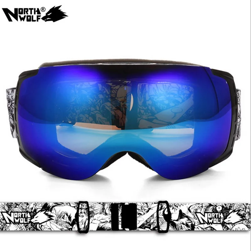 NORTH WOLF Unisex Professional Ski Goggles Anti-fog Double Skiing Glasses UV400 Snow Sports Ski Eyewear Snowboard Goggles