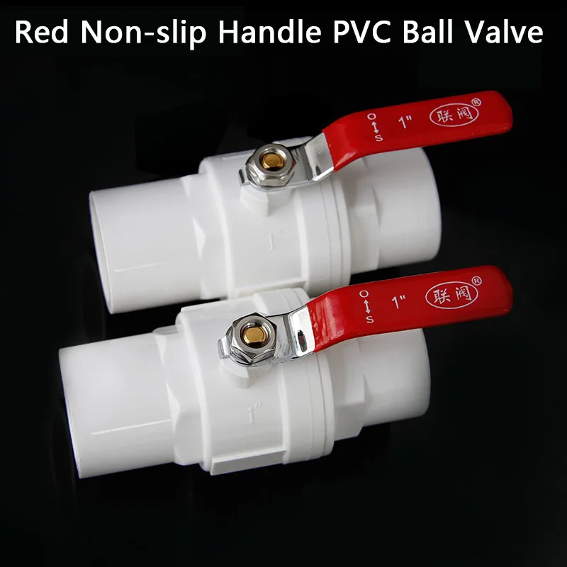 

Red Non-slip Handle PVC Ball Valve 20mm To 110mm Inner Diameter 2 Way Slip Ends Water Shut Off Flow Controller Valve 1 Pcs