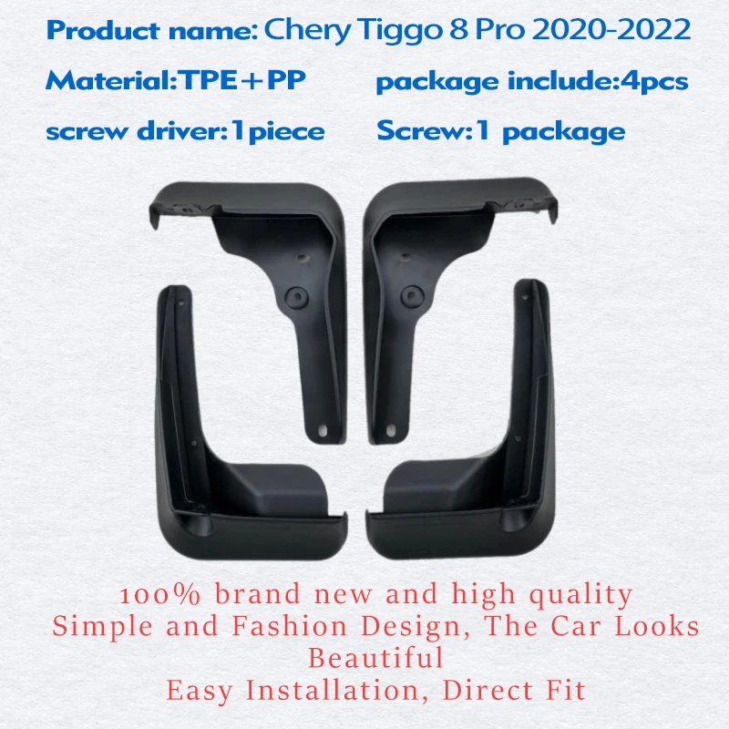 FOR Chery Tiggo 8 pro 2020-2022 Mudguards Fender Mud Flap Guards Splash Mudguard Car Accessories Auto Styline Front Rear 4pcs