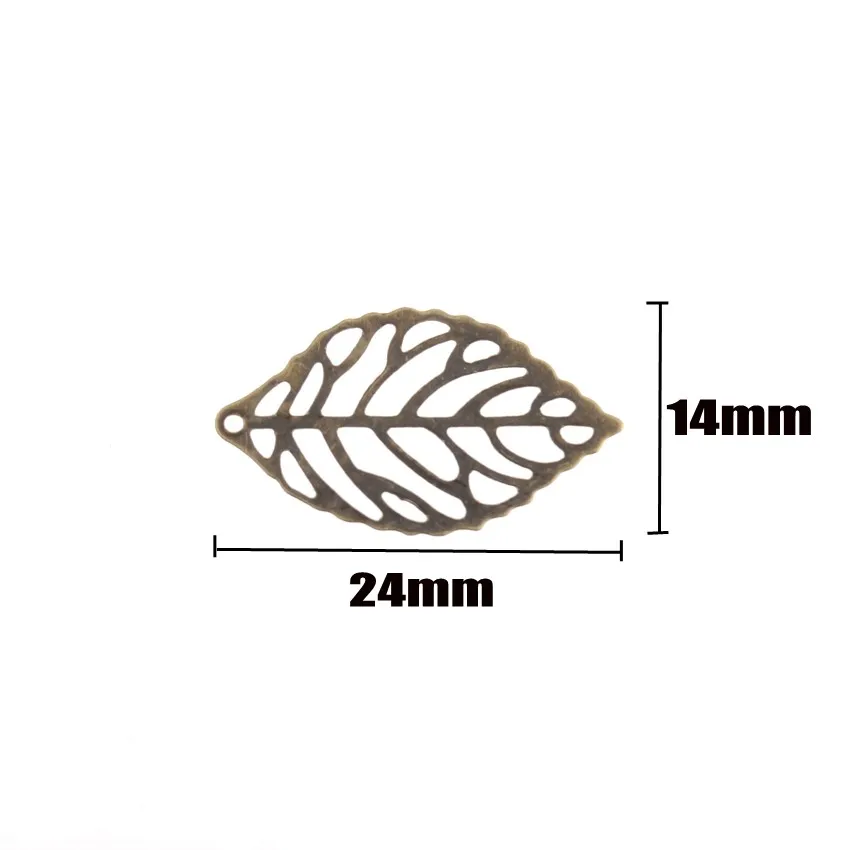 100Pcs Filigree Leaf Connectors Metal Crafts Decoration DIY Findings 24x14mm (4 color)