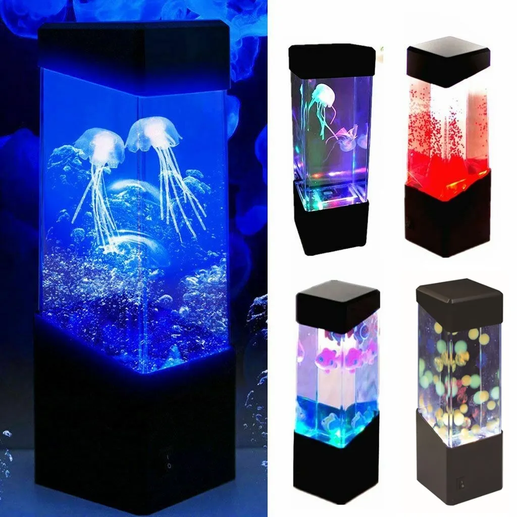 Jellyfish Tank Night Light Aquarium Style LED Lamp Sensory Autism LED Desk Lamp jellyfish aquarium lamp Dropshiping