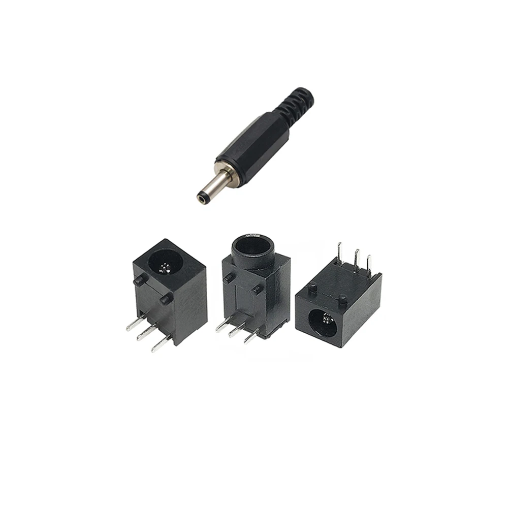 20PCS/LOT 10 Pairs DC003 DC003A 3.5*1.3MM Male Power Plug Jack CONNECTOR MALE Welding Line DC-003A DIP3 DC Socket Female DC-003