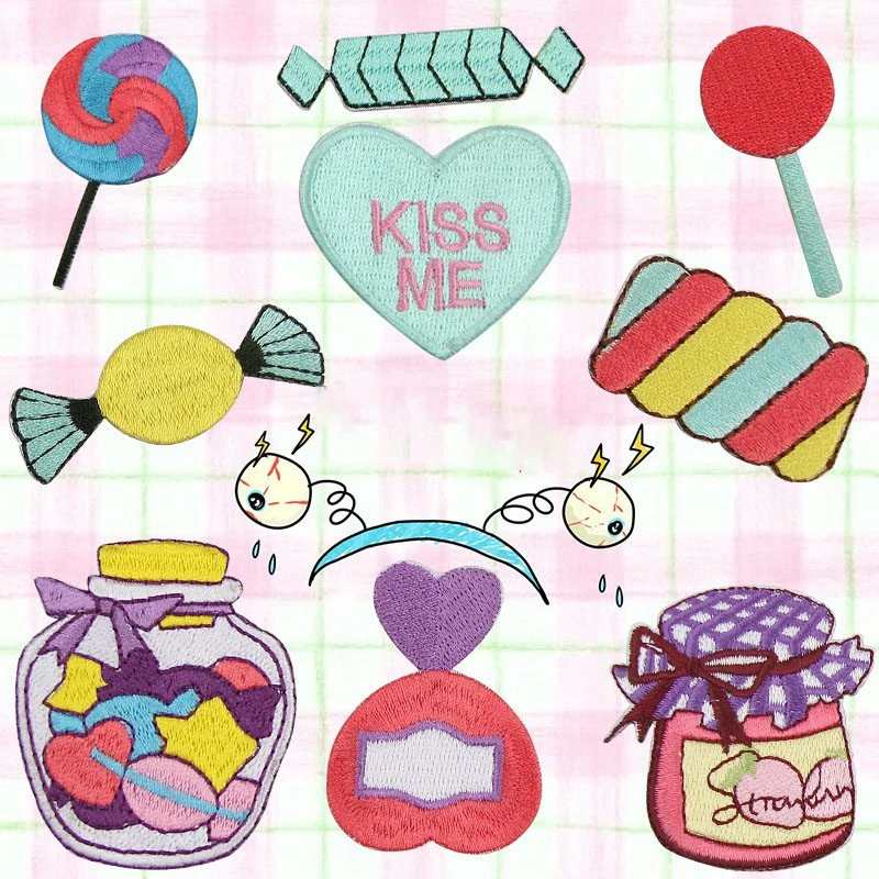 Cartoon Drinks Candy Sticker Lollipop ricamo panno abbigliamento Patch accessori fai da te Stick On Cute Patch For Kids Decor