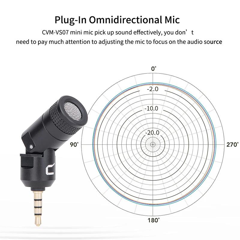 COMICA CVM-VS07 Omnidirectional Mini Microphone for GoPro DSLR Camera Phone Stabilizer Mic for Video Recording(3.5mm TRRS)