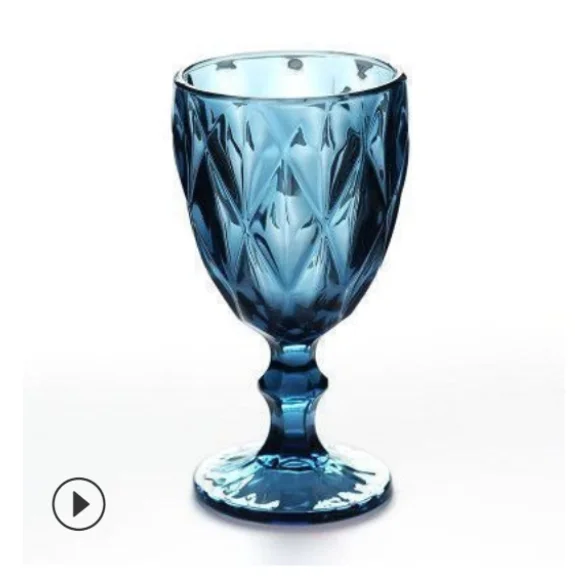 250ml Colored Goblet Wine Water Glass Machine Pressed Clear Blue Pink Grey Glass Goblets Vintage Glass Cup