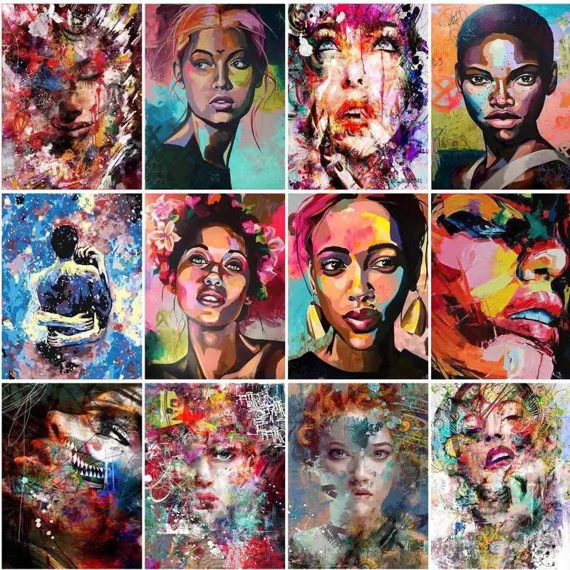 RUOPOTY 60x75cm Frame Diy Painting By Numbers Colorful Women Paint By Numbers Handpainted Canvas By Numbers Diy Gift Artwork