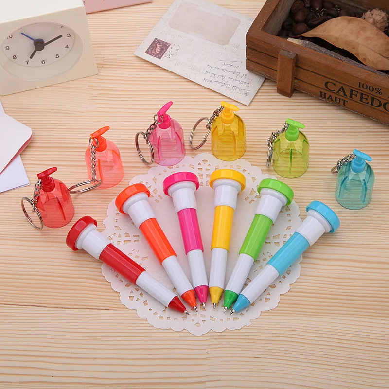 

50PCS Simple Creative Stationery Cartoon Cute Hand Sanitizer Modeling Retractable Ballpoint Pen Students Prizes