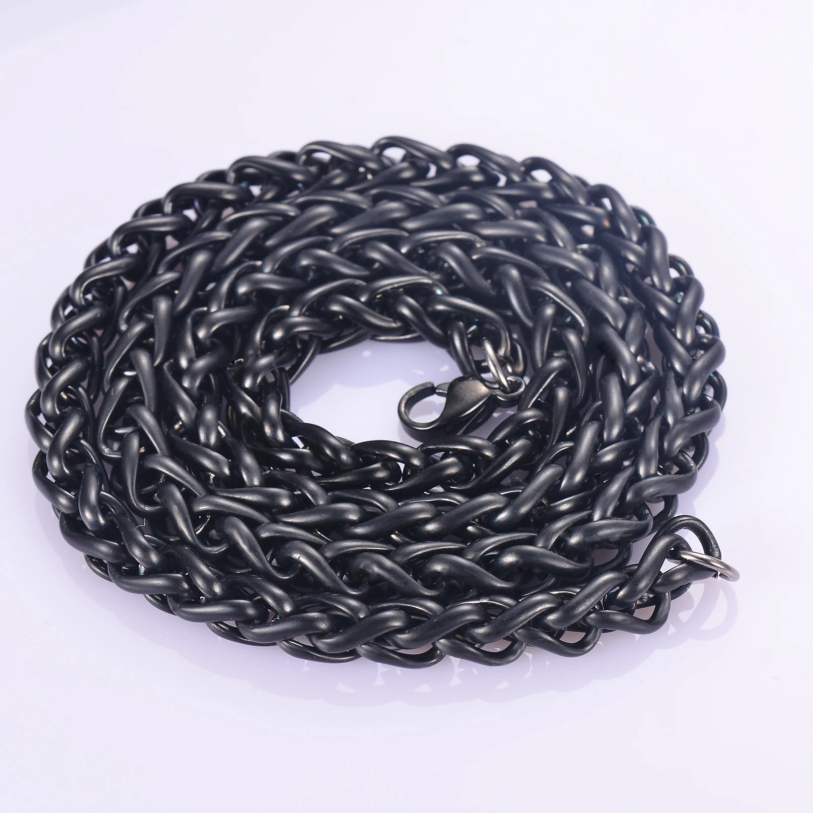 1 Stück Breite 3mm/4mm/5mm/6mm Schwarze Kiel-Gliederkette Halskette für Männer und Frauen Edelstahl-Kettenhalskette – Detail 3