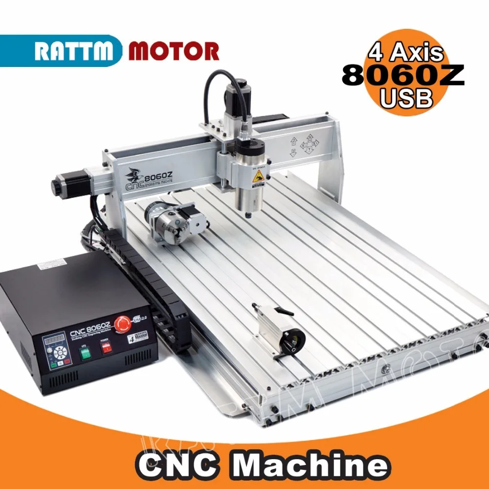 DE/EU 4 Axis 2200W 8060Z USB Mach3 2200W 2.2kw CNC Router Graveur Graveren Boren Snijden Frezen mahcine 220VAC