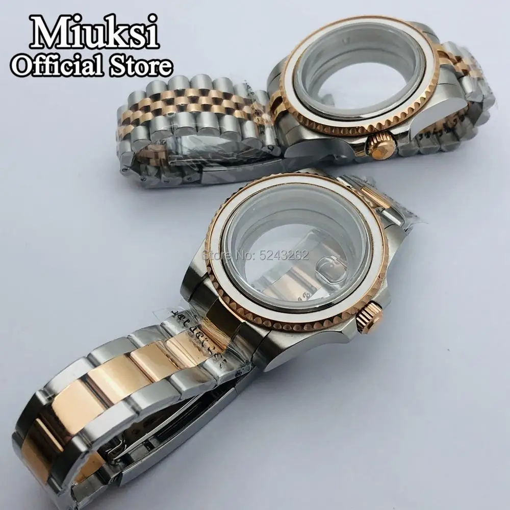 Miuksi 40mm silver rose gold case sapphire glass fit ETA2824 2836 NH35 NH36 NH34 Mingzhu DG2813 3804 Miyota8205 8215 movement