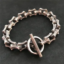 BOCAI New Real s925 Silver Men's and Women's Bracelet Retro Rough Bold Solid Keel Fashion Couple Jewelry Accessories